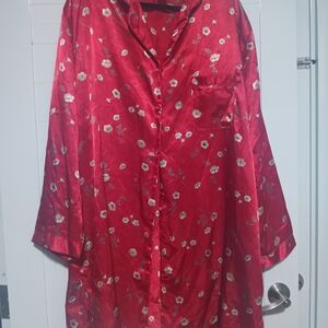 Ralph Studio Red Satin Floral Robe